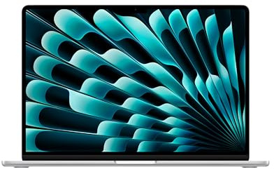 Apple laptop MacBook Air 15 con chip M3 (2024): display Liquid Retina 15,3, memoria unificata 8GB, archiviazione SSD 256GB, videocamera FaceTime HD 1080p, Touch ID; Argento