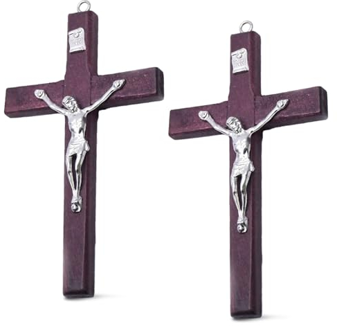 Lithyc 2 StüCk Jesus Kreuz, Wandkreuz Holz, Kruzifix Wandkreuz, ReligiöSe Heimdekoration, Osterparty-Heimdekoration, Wohnzimmer-Wanddekoration, Geeignet FüR Eingang, BüRo, Wohnzimmer