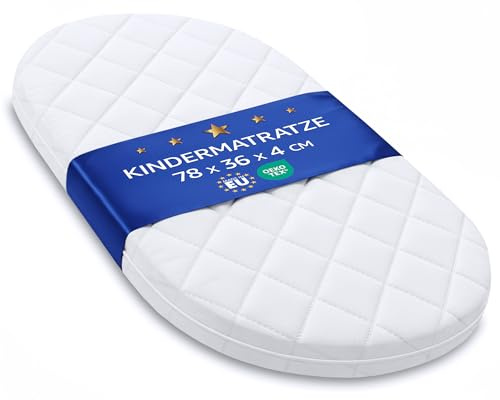 Totsy Baby materasso culla 36x78 cm per navicella carrozzina co-sleeping neonato bebè lettino passeggino ovale lattante comodo sostegno riposo – traspirante & lavabile 78 x 36 Oeko-Tex