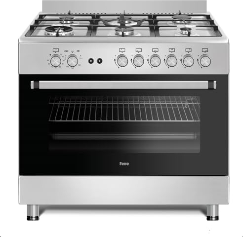 Ferre F9S60GF-IN 90cm Gas Range Cooker With Double Turbo Fan & 6 Burner(1 Wok) Gas Hob - Stainless Steel