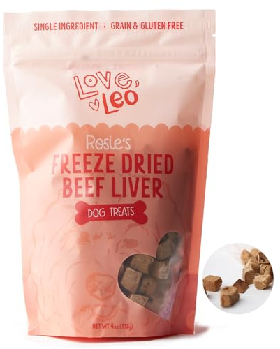 Love Leo Freeze Dried Beef Liver Dog Treats - Fill Their Bellies with Love Healthy Pet Training Treats - All Natural, Single Ingredient, High Protein - 4oz
