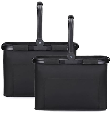 30 l inköpskorg, 2 st picknickkorg, vikbar shoppingkasse med aluminiumhandtag, vikbar stor shoppingkorg, bärväska för arbete/resor/shopping