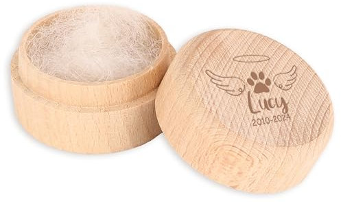 Caja conmemorativa personalizada de pelo de mascotas para perros y gatos, caja de recuerdo personalizada de piel de pata de mascota con nombre/fecha, caja de almacenamiento de cenizas de grabado de
