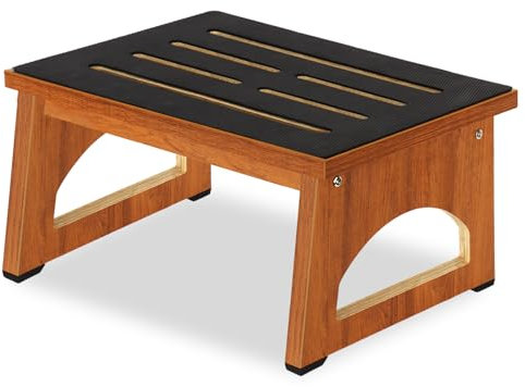 Un marchepied en bois de 22,1 cm pour les personnes âgées et les personnes âgées avec coussinet en caoutchouc antidérapant, pour intérieur et extérieur, 22,1 cm, support portable en bois pour salle de
