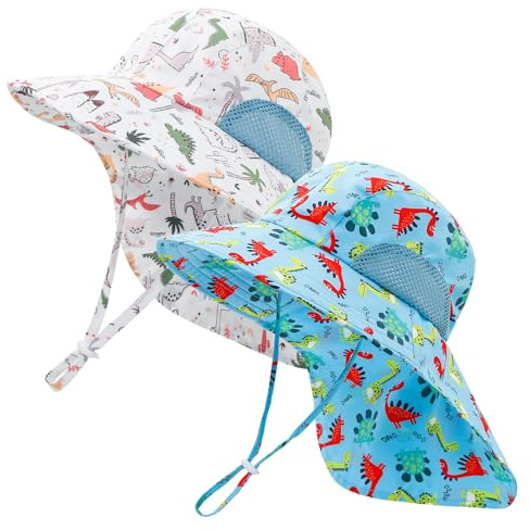 MASOCIO Cappello Neonato Bambino con Copricollo 2 Pezzi Cappellino Pescatore Bimbo 1 2 Anni Estivo Sole Mare Anti UV Spiaggia 9 12 18 Cappello età 6-24 Mesi Multicolore 1