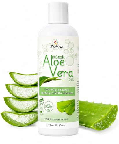 Zestoria Organic Aloe Vera Gel 300ml – 99.75% Pure & Natural – Soothing, Hydrating Moisturiser for Face, Body, Hair & Scalp – After Sun, Aftershave, Sensitive Skin Care – Vegan & Cruelty-Free