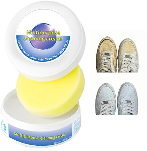 2025 New Multifunctional White Trainer Shoe Cleaner with Sponge Eraser, Cleaning and Stain Removal Cream, Shoe Cleaning Cream for Canvas Trainers Sneaker Leather (1)