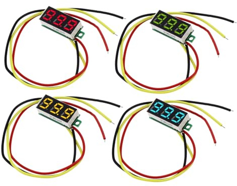 CIYODO 4 pezzi Voltmeter Digitale Dc Misuratore Tensione Batteria con Protezione Inversione Polarità Compatto e Durevole per Auto Facile Installazione