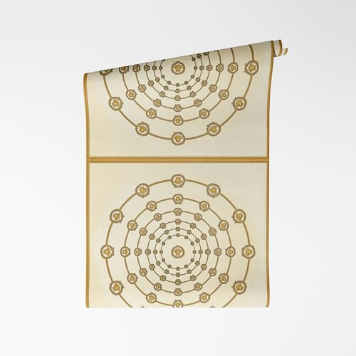 A.S. Création VERSACE VI I Love Baroque non-woven tapet – barock ornament med blommiga rankor, glänsande vinylyta, barocktapet, geometrisk tapet, 10,05 m x 0,70 m, vit/guld – 791751