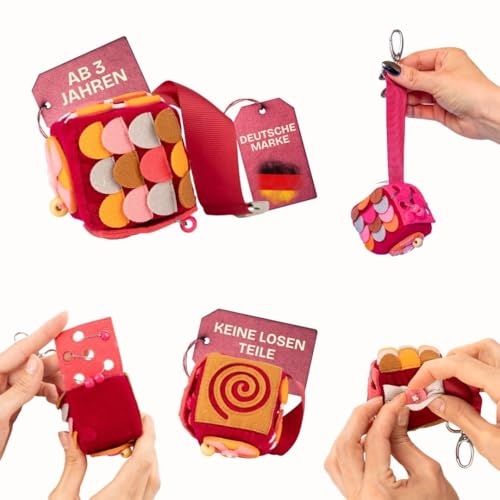 Jolly Designs Calmi Cube Ruali – Anti-Stress Würfel & Fidget Toy aus Stoff – Leises sensorisches Spielzeug zur Konzentrationsförderung – Für Kinder & Erwachsene – Handgemacht & nachhaltig
