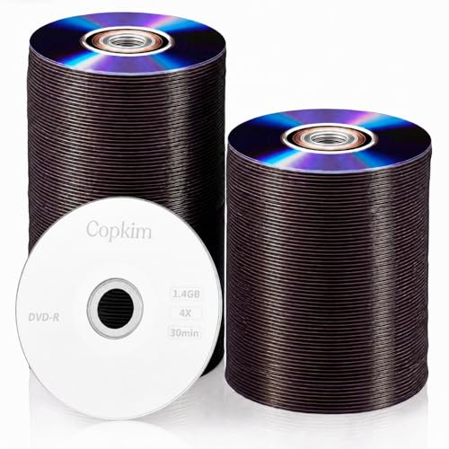 Copkim 100 unidades de mini DVD-r de 3 pulgadas en blanco 1,4 GB, 1-4 discos grabables Mini DVD Rw para imprimir DVD-r en blanco, discos multimedia para videocámaras VCR
