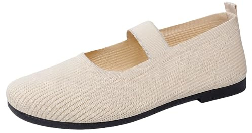 Ballerines sportives pour femme : chaussures plates en tricot doux, chaussures d'été confortables, élégantes, légères, respirantes, chaussures bateau lavables, chaussures de loisirs mains libres