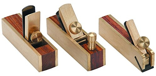 3 piece Micro Mini Brass Hand Plane Set Wood Finish Planer Hardwood Hobby Craft