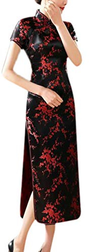 keepmore Estilo Chino Qipao para Mujer, Vestido Largo Plus Size Cheongsam Vestido de Noche Qipao para Boda