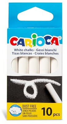 CARIOCA - Weiße Kreide, Packung mit 10 Standard-Kreiden, puderfrei
