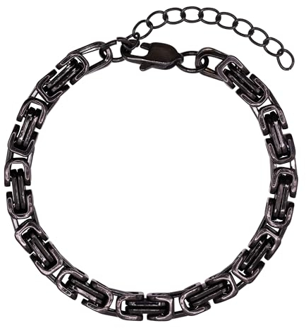 Heideman Königsarmband Dylan Herren - Aus hochwertigem Edelstahl schwarz farbend Armkette für Männer mit Verlängerung maskulines robustes Glieder Armband