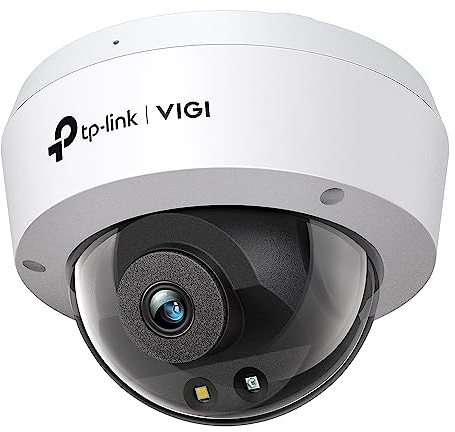 Caméra réseau dôme couleur TP-Link VIGI 5 MP, WDR 120 DB, détection IA, anti-vandalisme IK10, IP67, H.265+, microphone intégré, PoE/12 V CC, jusqu'à 256 Go (VIGI C250 (2,8 mm))