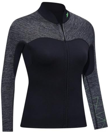LEIDIMUS Veste de Combinaison en NéOprèNe de 3 Mm pour Femmes et Hommes, Veste à Manches Longues avec Fermeture éClair Avant pour Rester Au Chaud Lors De La PlongéE en Eau Froide, Le Surf,Women2,XL