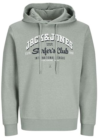 Jack&Jones JJELOGO Sweat à Capuche 2 COL 24/25 Noos, Vert Iceberg - Détails : chiné, XXL