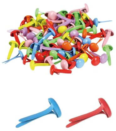 KGDUYC 100 Stück Mini Bunte Brads Musterbeutelklammern Metall Rundkopfklammern Rundkopfklammern Musterklammern Scrapbooking Brads Musterklammern Für Schule Büro Papier Briefklammern Basteln Handwerk