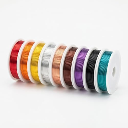 26 Gauge Copper Wire for Jewellery Making – 0.4mm Diameter 9 Colours Dead Soft Bendable Craft Wire for Beading, Wire Wrapping, Bracelets, Rings, Earrings – 9 Yards Each