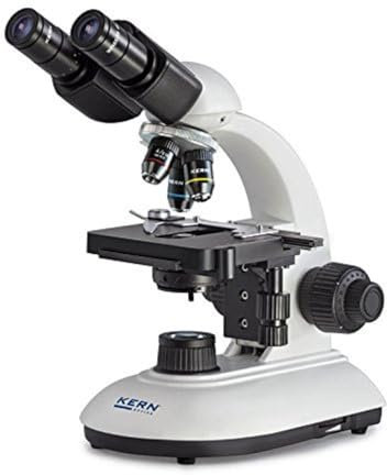 KERN Optics - Microscopio da laboratorio traslucido, tubo binoculare, acromatico, 4x/10x/40x, LED da 3 W, colore: Bianco/Nero
