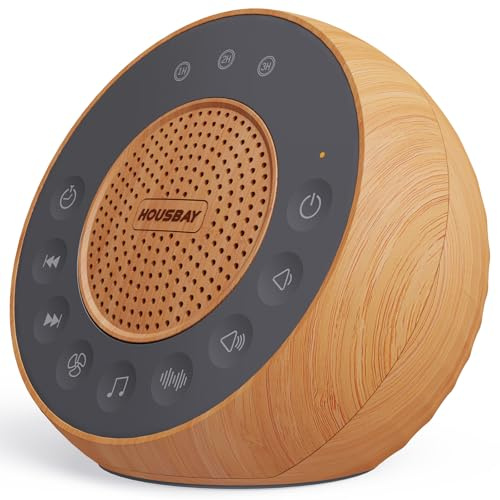 Housbay White Noise Machine with 31 Soothing Sounds, 5W Loud Stereo Sound, Auto-Off Timer, Adjustable Volume, Sleep Sound Machine for Baby, Kid, Adult -Wood Grain