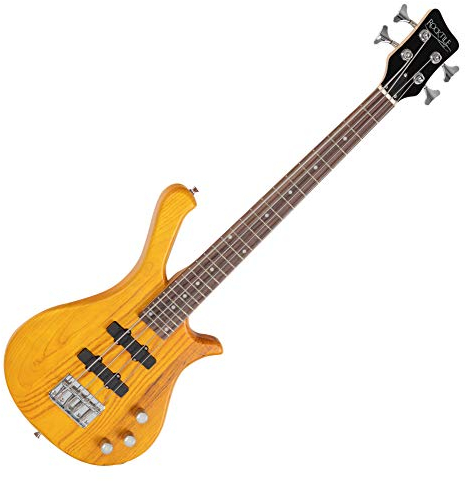 Rocktile TB-4 NHS Traveler E-Bass - 4-saitiger E-Bass im Reiseformat - Body: Erle, Hals: Ahorn - Griffbrett: Technical Ebony - 2 Single Coil-Tonabnehmer - Natural Honey Stain