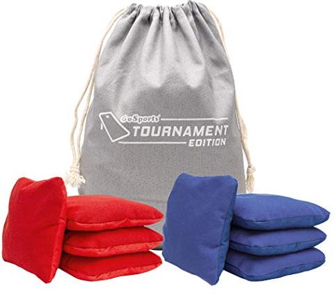 GoSports Uni – Erwachsene Doppelseitige Cornhole Slide & Stop Regulierung Turnier Sitzsäcke Set von 8, rot/blau, 6 x 6