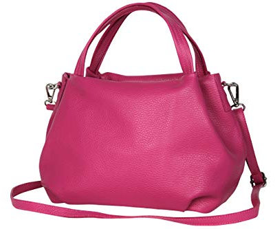 Ambra Moda bolsa de mano, bolsa de hombro para mujer de piel GL023 (Fucsia)