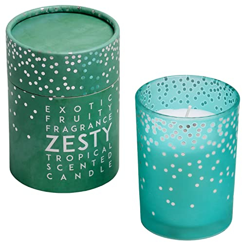 G Decor Gepunktetes Glas, pikantes tropisches Design, natürliches Ananas-Aroma, luxuriöse Pastellkerze im Glas, tolles Geschenk-Set zum Einzug