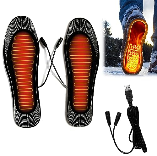 USB-Fußwärmer, Beheizt WinterfußWärmer, Schneiden Beheizte Einlegesohlen, Thermosohlen, Beheizbare Sohlen, Wärmende Schuheinlagen, Sohlenwärmer für Schuhe für Außen Winter (Größe: 35-45)