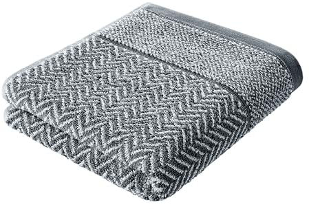 herzbach home Handtuch Duschtuch Set 100% Baumwolle Gemustert (Anthrazit/Weiß, 2 Duschtücher 70x140 cm)