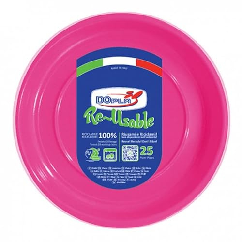 Generico PIATTI FESTAIOLI PIANI FUCSIA X25PZ DIAM.22CM RIUSABILE DOPLA