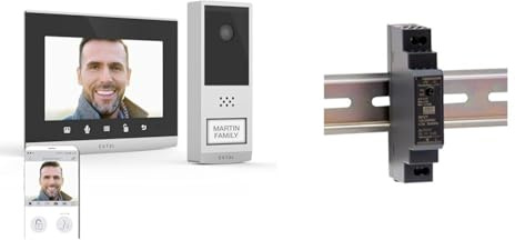 EXTEL 720321 Visiophone connecté - sans fil, longue portée 350 mètres - Wave 2, Noir & Mean Well HDR-15-5 Adaptateur Secteur-1 sortie-15 W-Montage sur Rail 5 V 2.4 A-pour Application Industrielle