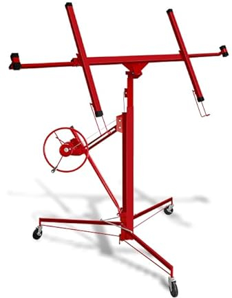 Ollewiellan Lève-plaque XXL jusqu'à 68 kg maximum pour plaques de plâtre de 140 à 350 cm - Hauteur de travail réglable en hauteur - Largeur du bras de charge maximale : 290 cm - Ajustement facile -