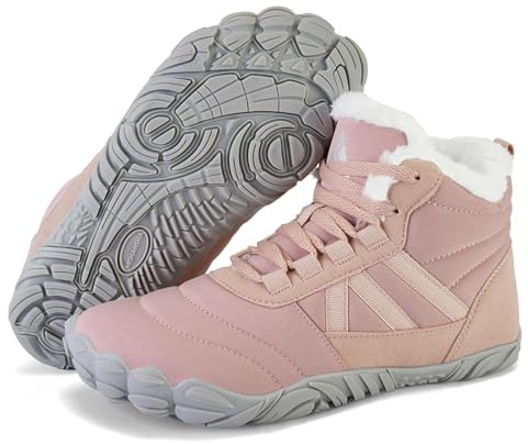 Mishansha Barefoot Botas Invierno Hombre Mujer Zapatos de Invierno Cálidas Cómodas Botas de Nieve Antideslizantes Flexibles Botines Descalzos con Forrados Caliente, Rosa 40EU
