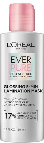 L'Oreal Paris Glossing Lamination Hair Mask with Glycolic Acid, Hair Treatment for Lasting Shine and Smoothness for Dull, Dry Hair, EverPure, 5.1 Fl Oz