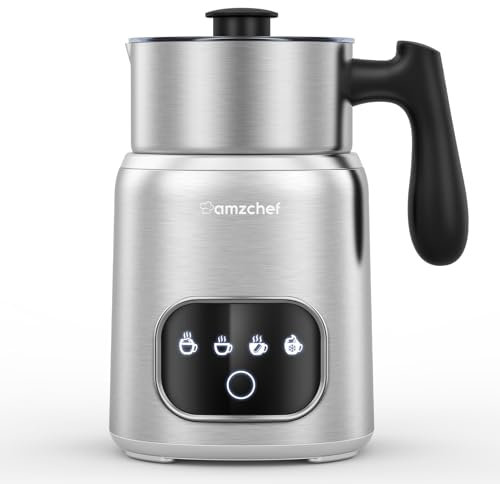 AMZCHEF Mousseur à lait électrique 4 en 1 avec écran tactile LED | Chauffage par induction 3D - Mousseur à lait chauffe également le chocolat et le lait pour latte, cappuccino et moka - 500 W