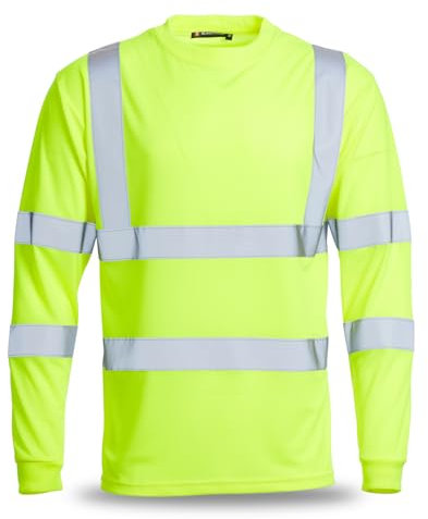 Blackrock Warnschutz-Langarm-T-Shirt, gelbes T-Shirt, Arbeits- und Sicherheitskleidung, hohe Sichtbarkeit, Arbeitsoberteile, Kleidung, PSA-Arbeitskleidung, Vogelaugen-Polyester, atmungsaktiv, Klasse 3