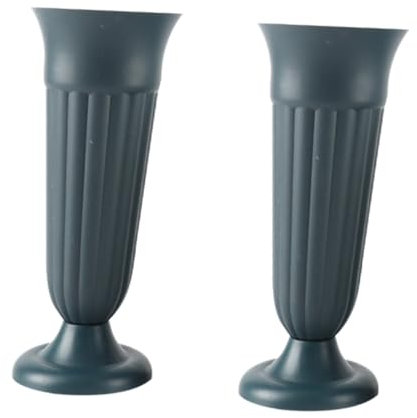 Toddmomy Vase Funéraire en Plastique PP De Cône Vert 2 Pièces pour Composition De Fleur Extérieure Cimetière Support Stable pour Fleurs Artificielles Pelouse Jardin