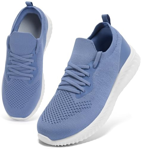 HKR Zapatillas Deportivas Correr de Carretera Mujer Deportivas Comodos Malla Ligera Memory Foam Azul Ahumado 40 EU