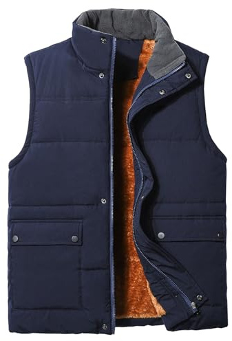 Chaleco de invierno con forro polar para hombre, sin mangas, impermeable, cálido, para trabajo y exteriores, informal