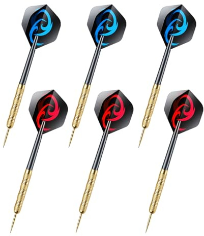 Arcjunys Steel Tip Darts Set Professional Darts Set 14g Metal Dart Set for Beginners and Hobbyists 6 Pack