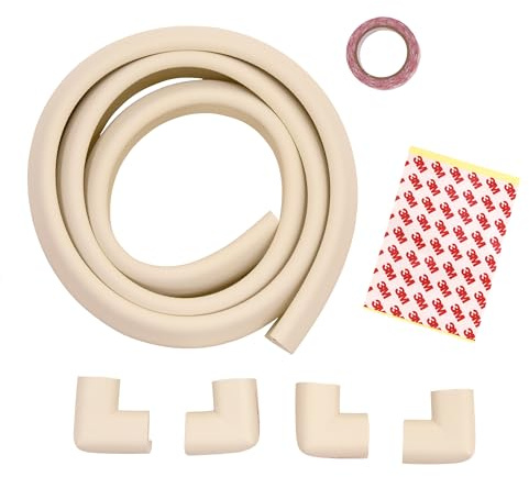 Fisher-Price - Juego de protectores de esquinas y bordes de seguridad para bebés, tira de seguridad de espuma de 2 m para bordes de mesa y muebles, tira de parachoques a prueba de niños con 4