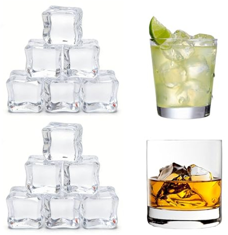 12 Pcs Acrylic Clear Fake Ice Cubes, Artificial Ice Chunk for Cocktail Bars,Party Decor,Photography Display Decorative(2.5cm/1inch)
