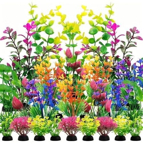 GMBANK 25pcs Green Fish Tank Decor Aquarium Plants