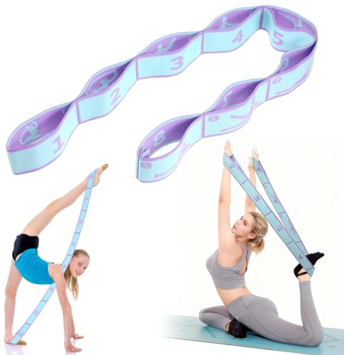 Stretching Bands，Qiundar Yoga Straps with 8 Adjustable Loops Leg Stretcher Strap Yoga Pull Strap Flexstrap for Pilates Dance Gymnastics Exercise