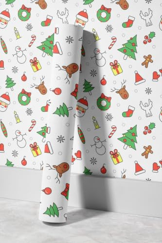 EHOMERY Papier Peint Voiture Trompe-L'Œil New York Noël Mignon En Dessin Animé Floral Epais Autocollant Papier Adhésif Imperméable Et Résistant À L'Huile 45x500cm