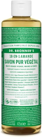 Dr Bronner's Savon Liquide Amande 475 ml - Naturel, Vegan, Bio, 18-en-1